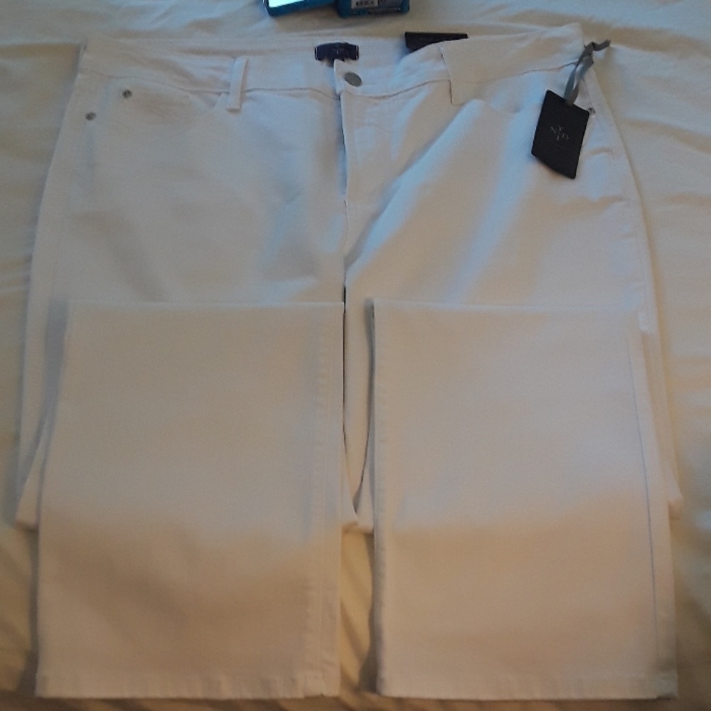 NYDJ Petite White Marilyn Straight Jeans